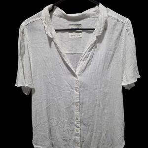 Abercrombie & Fitch White Short Sleeve Button-Down Shirt